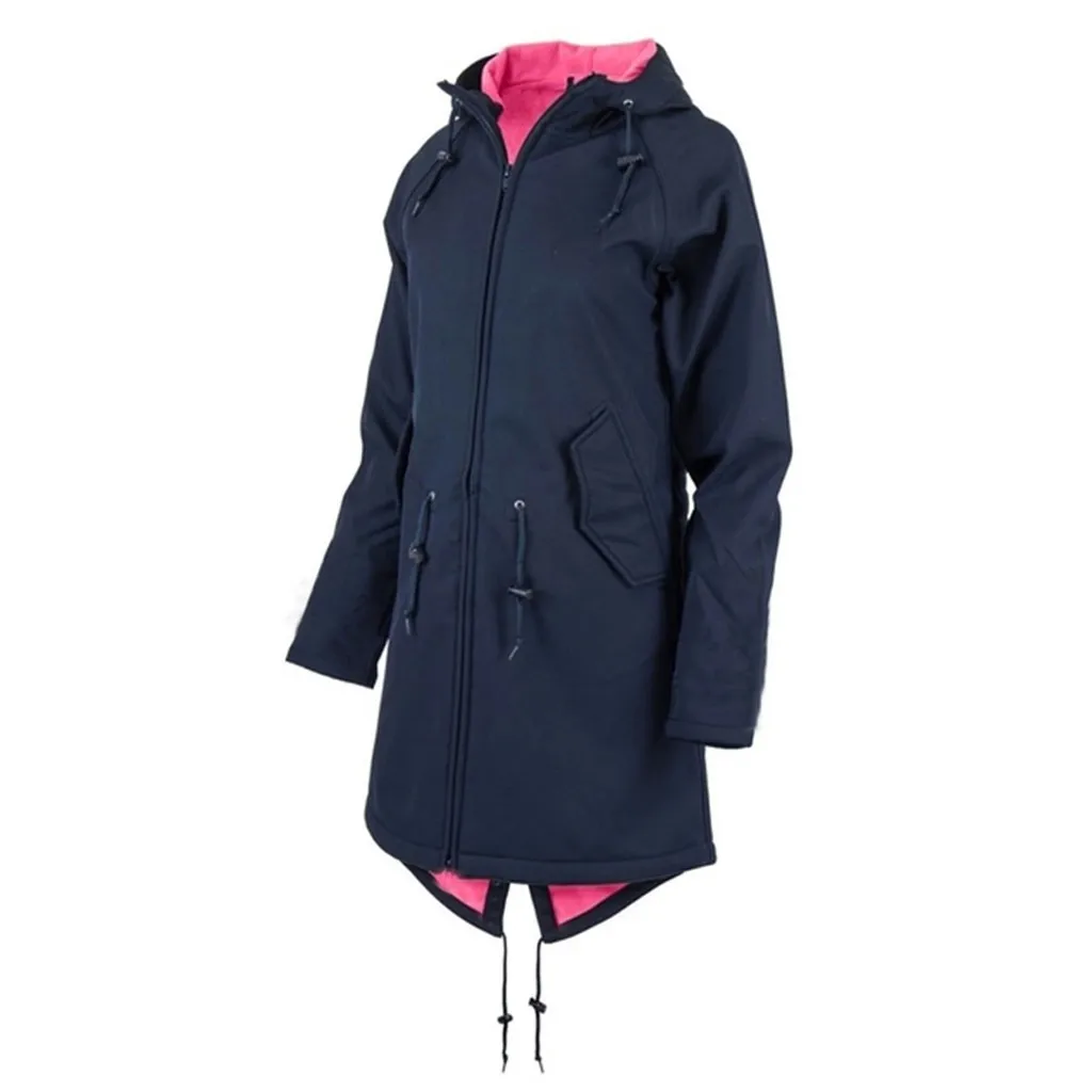 Ветровка женская однотонная дождевая куртка худи для улицы водонепроницаемое пальто ветрозащитное длинное пальто осенняя женская одежда