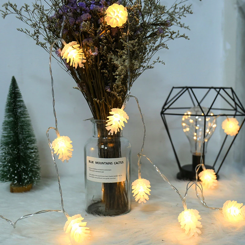 Christmas Holiday Wedding Decorated Big Pine Cone Led String Light 1.5M/3M/6M/10M AA/USB Fairy Lamp Chains For Indoor/Outdoor