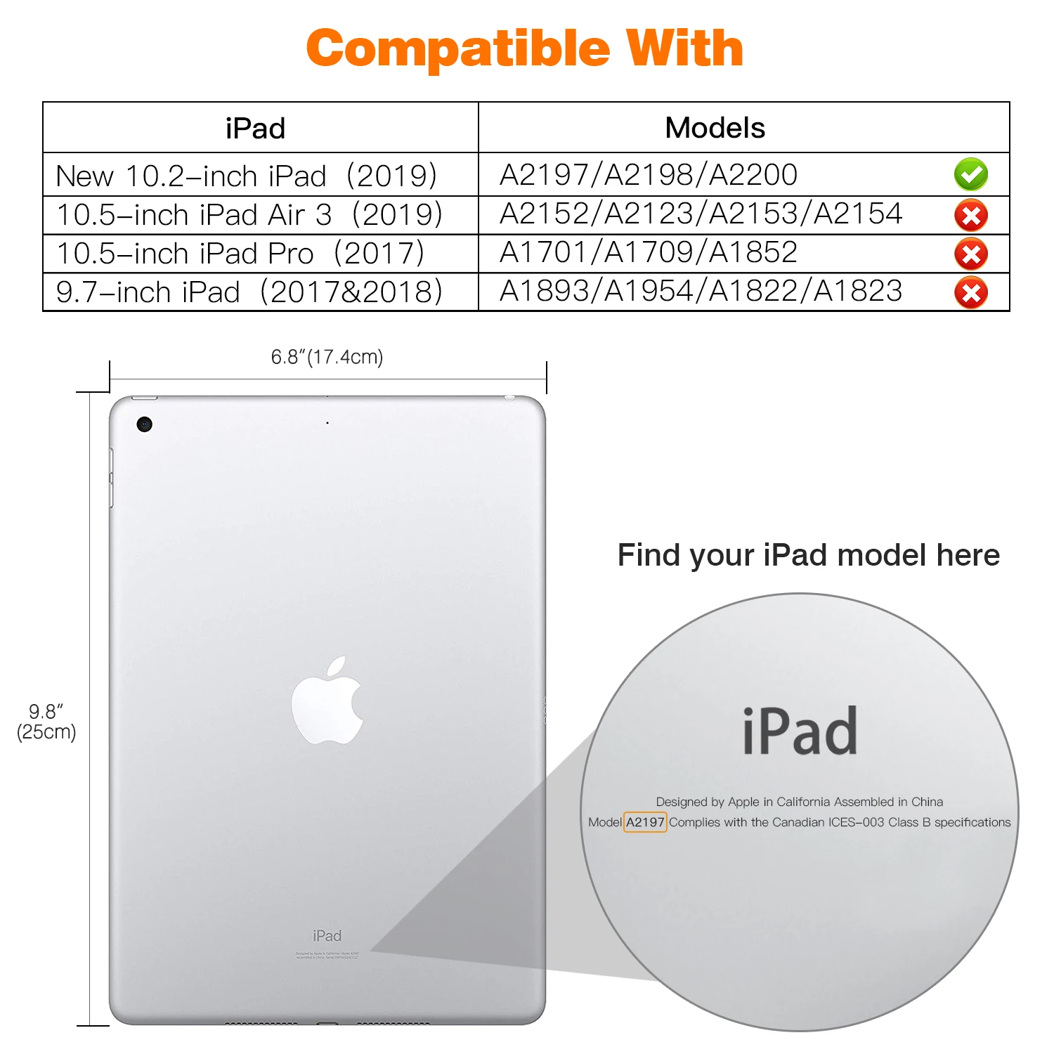 Capa para Ipad Protetor de Tela Capa à Prova de Choque de Corpo Capa de Suporte de Concha Novo Case Ipad 7th Gen Embutido] Inteiro Inteligente Trifold 10.2 - - Imagem 2