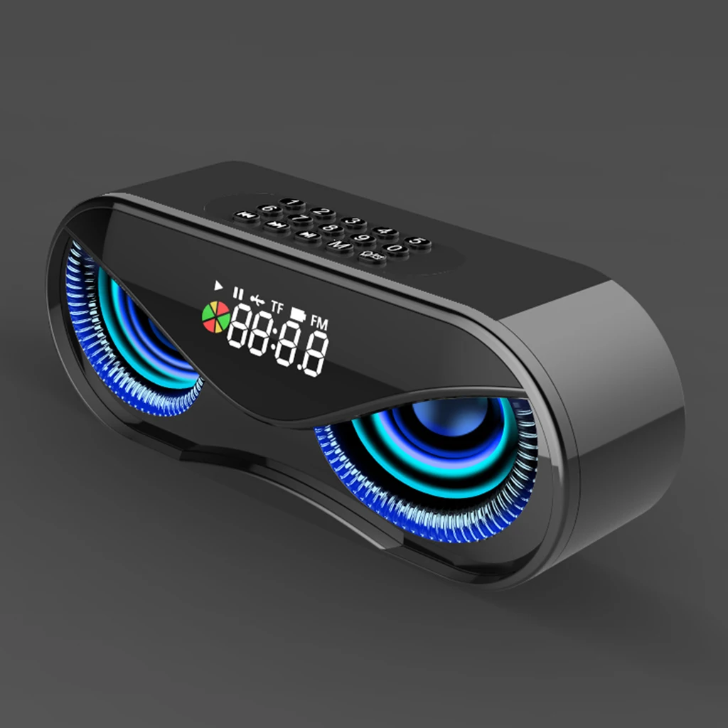 Bluetooth5.0 Multi-functional Wireless Speaker Outdoor Handfree Call Portable Multifunction Speaker with FM Radio Clock TF Card