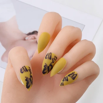 

24 PCS New Hot Ballerina Fake Nails Candy Colors Art Natural Coffin Press on False Nail Art Tips ABS Full Cover DIY Nail Decor