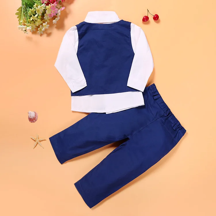 Spring Autumn Toddler Baby Kids Boys Gentleman Clothing Sets Party Wedding Clothes Suit T-shirt+Vest+Pants 1 2 3 4 5 6 Years Old