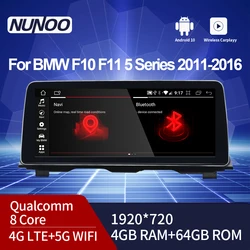 Nunoo radio con Gps para coche, Radio con pantalla táctil de 12,3 pulgadas, Android 10,0, WIFI, para BMW serie 5, 2018, f11, f10