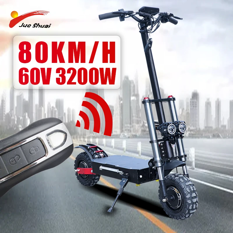 

3200W 60V 80km/h 11inch Electric Kick Scooter with Dual Motors Foladble Scooter Electrico with seat for Adults E-scooter