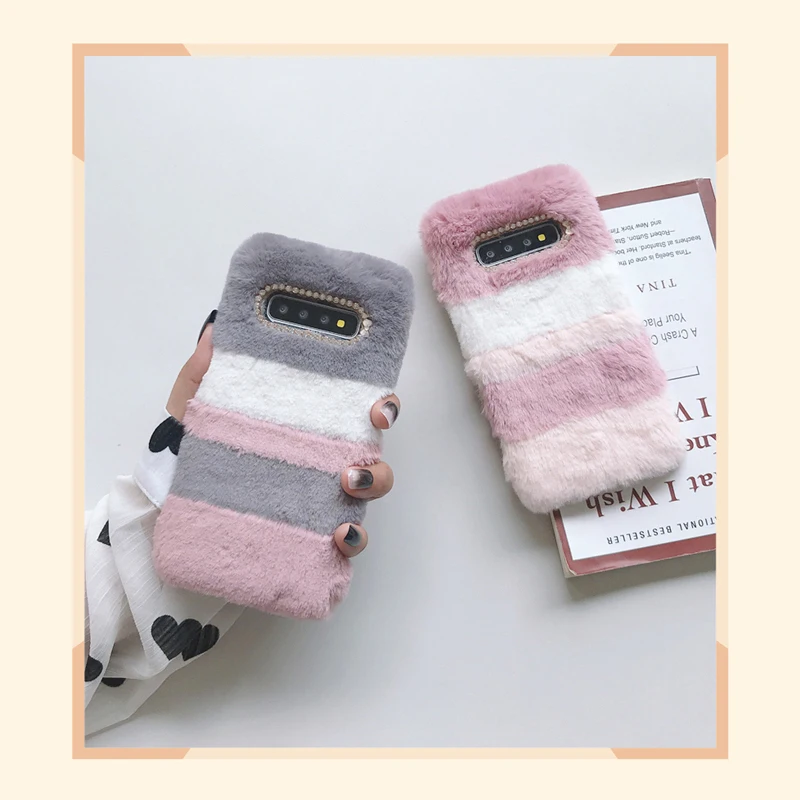 Autumn and Winter Plush Works Well for Samsung S10 S20plus S9 S20ultra Mobile Phone Shell Note10 8 9 Furry Apple 11 Covers | Мобильные