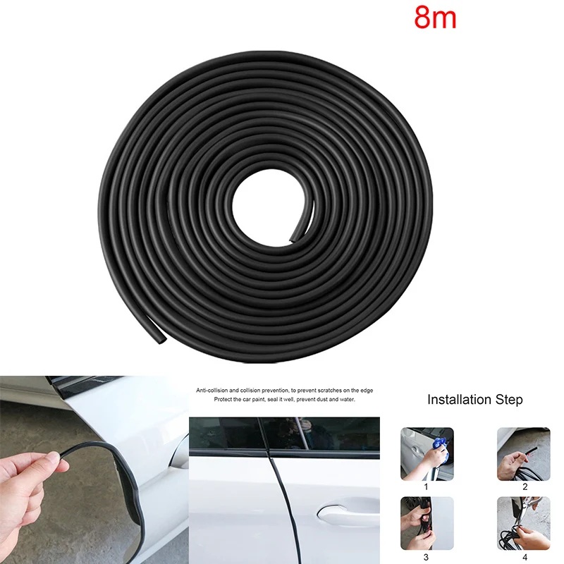 Rubber Car Door Strip Boot Edge Protectors Scratch Protector Dustproof Molding Trim Strip Weatherstrip Protector Guard 8M