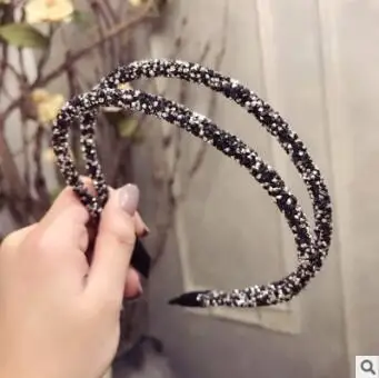 60 шт./Партия DIY Мульти простой Блестящий горный хрусталь тонкий ободок дрель двухслойная повязка для волос Инструменты для укладки аксессуар HA975 - Цвет: 2