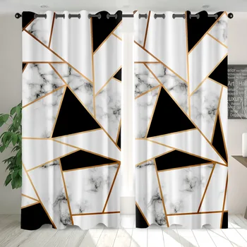 

SOFTBATF Geometric Marble Windows Curtains Darkening for Living Room Bedroom Decorative Kitchen Curtains Dropshipping