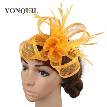 

Elegant Linen ladies hats fascinators black white for wedding headdress female wedding loop pillbox hats with hair combs MYQ016