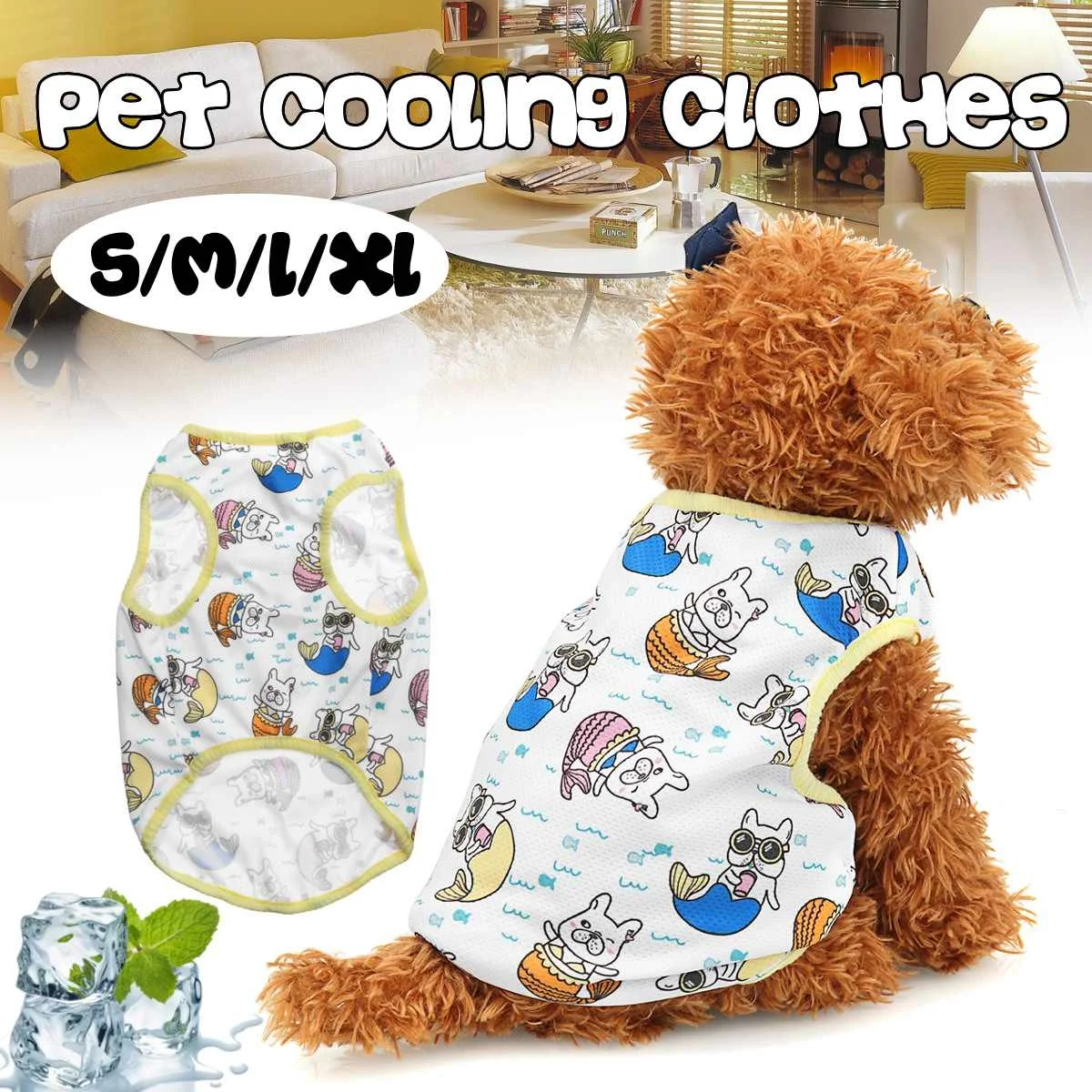 

White Pet T-shirts Cooling Clothes vest coat Breathable Sunscreen Cooling Clothing Jacket Clothes