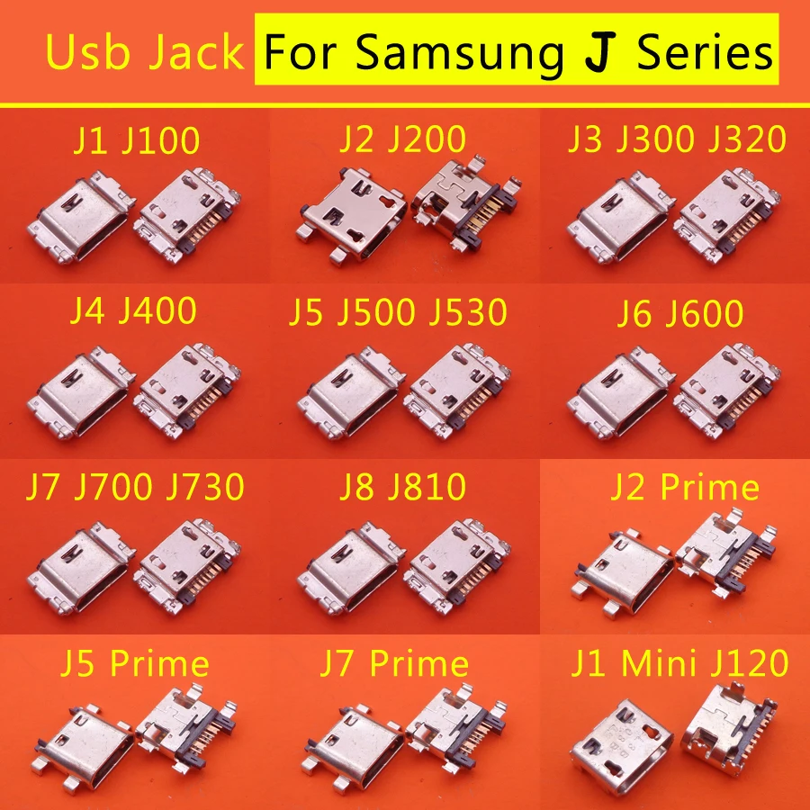 100pcs Micro Mini USB Jack Socket Connector Charging Port For Samsung Galaxy J1 J100 J2 J200 J3