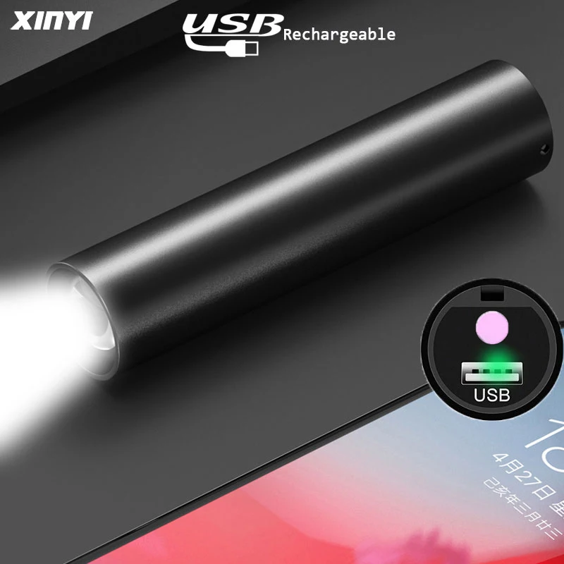 USB Перезаряжаемый Мини светодиодный фонарик Встроенный аккумулятор 3 режима