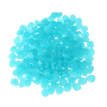 

200pcs Luminous Cobblestones Pebbles Stones Glow In The Dark For Aquarium Fish Tank Gravel Decorations For Garden Yard (Blue)