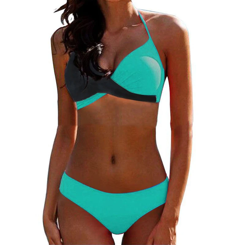 Золотой Women's Two Piece Print Sexy Split Swimsuit Bikini Swimsuit Beachwear Women's Swimming Suit Sexy Bikini Swimsuit - Цвет: Золотой