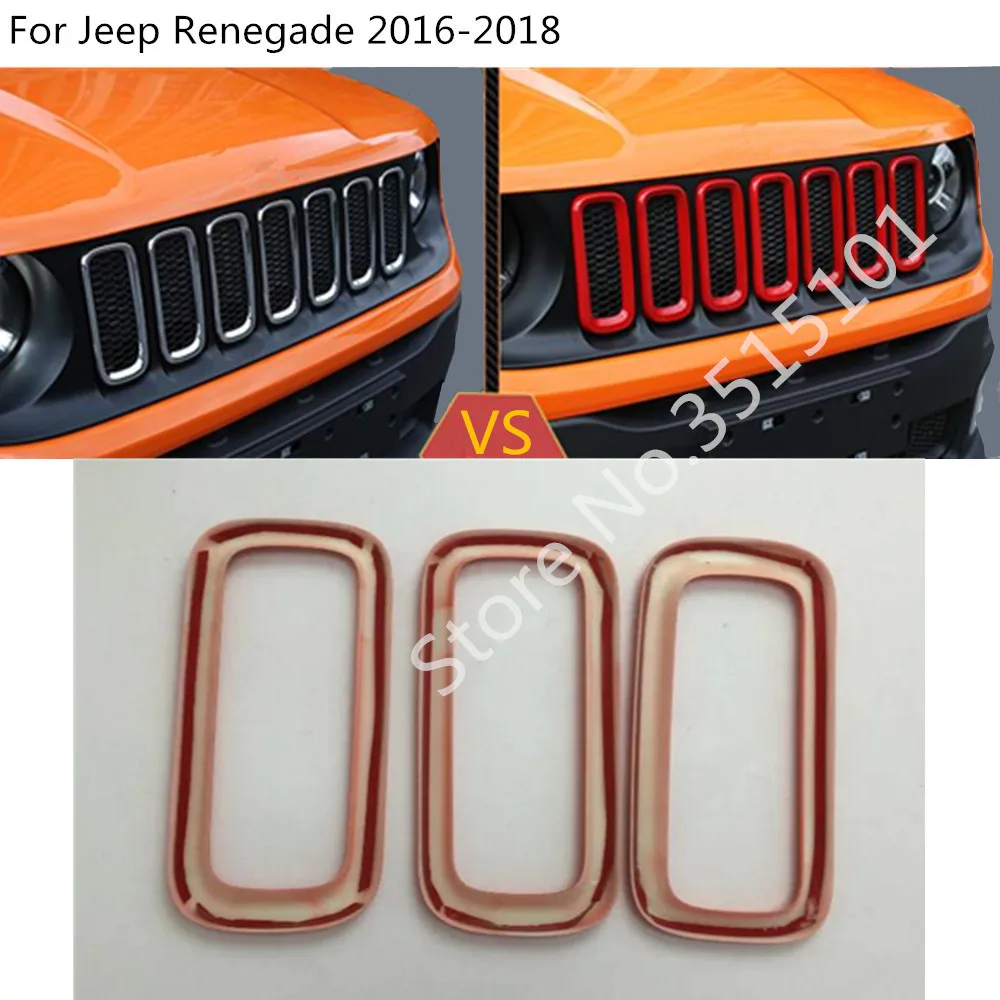Для Jeep Renegade защита кузова детектор ABS хромированная отделка передние гоночные шашки решетка гриля вокруг