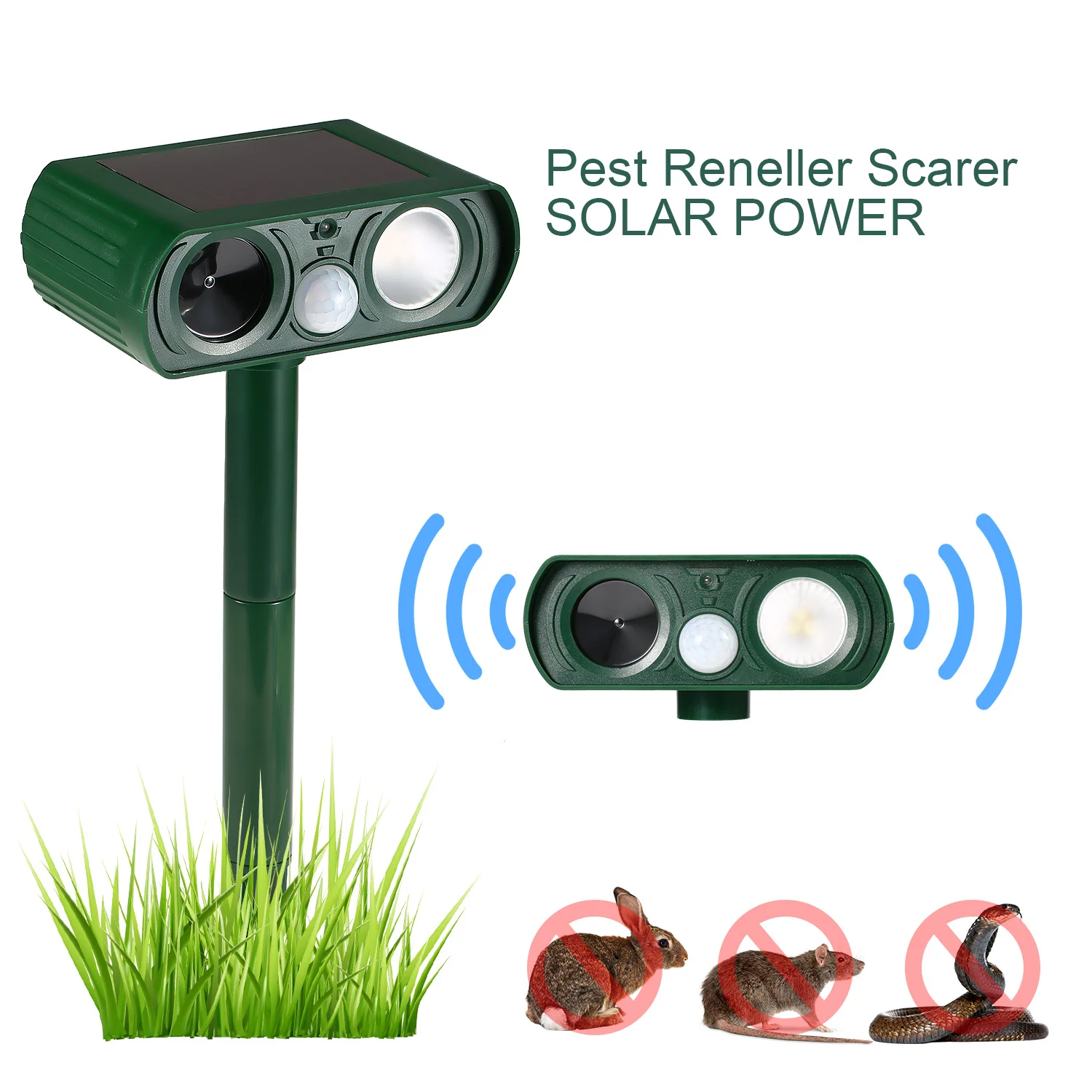 Solar Ultrasonic Repeller Deterrent Pest Cat Dog Fox Deterrent Solar Powered Scarer Repellent Outdoor Garden Tools Repellents