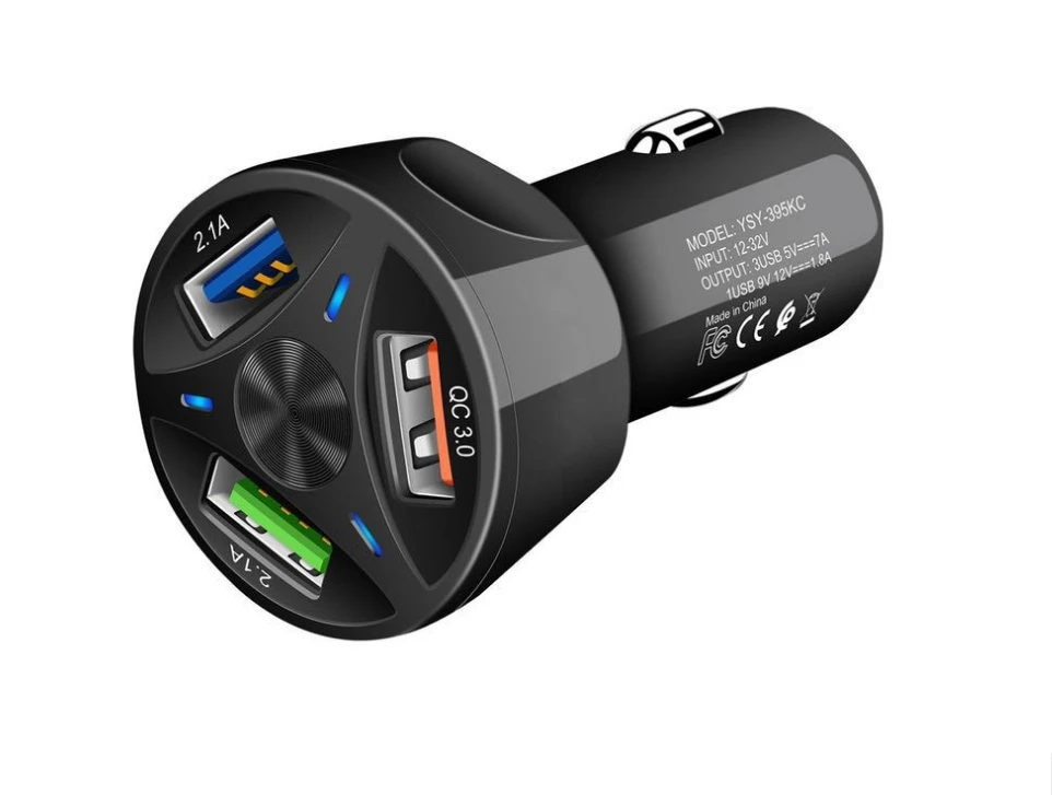 Автомобильное зарядное устройство с 3 портами USB, быстрая зарядка 3,0, Быстрая автомобильная прикуриватель для интеллектуального мобильного телефона, автомобильное зарядное устройство QC 3,0