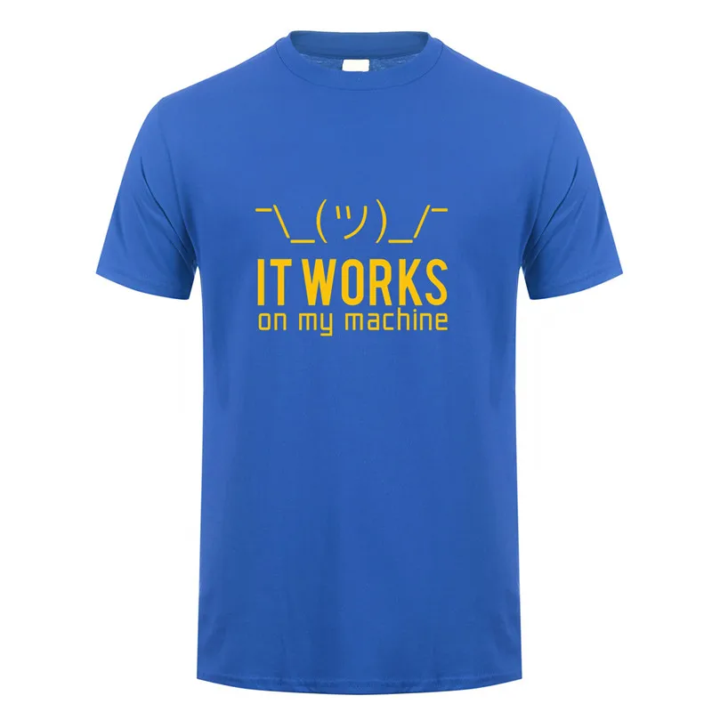Royal Летние мужские футболки, Забавные футболки с надписью «Geek It works on my machine», мужские хлопковые футболки с коротким рукавом и компьютерным программатором, OZ-148 - Цвет: Royal