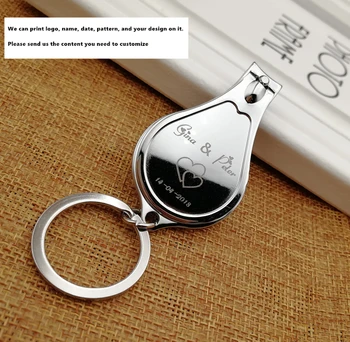 

50pcs Wedding Favors Gifts For Guests/ Personalized name date Keychain Wine Opener Custom Wedding Souvenirs Keyring Nail Clipper