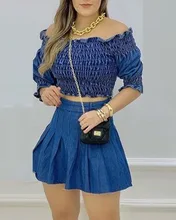 

Women's denim suit and short skirt