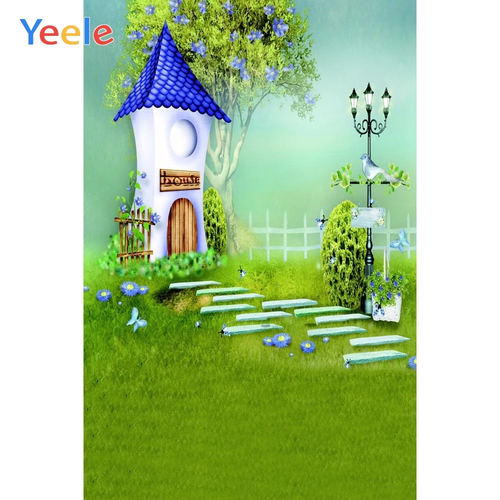 Yeele Dreamy Cartoon House Green Tree Grass Photocall Baby Birthday Photo Backdrops Portrait Backgrounds For Studio | Электроника