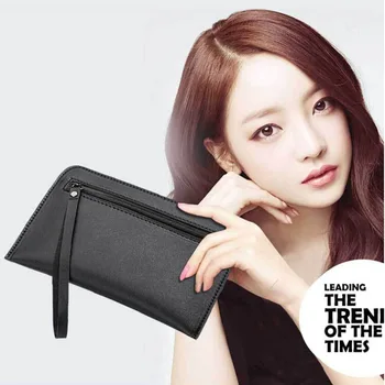 

Casual Women's Slim Wallets Leather Simple Leather Hand Grasping Coin Purse Mini Small Handbag Mobile Phone Packet Portemonnee