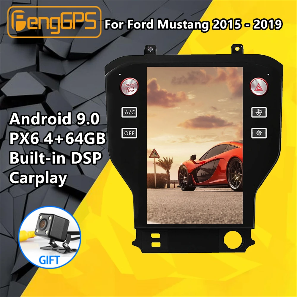 Автомобильный мультимедийный плеер Tesla PX6, Android, для Ford Mustang 2015-2019, стерео радио, DSP, CARPLAY, GPS-навигация, головное устройство