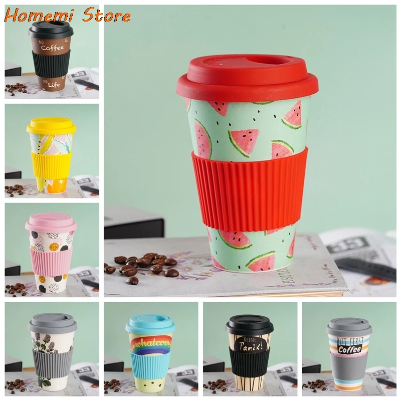 500ML Water Cup Eco Friendly Bamboo Reusable Travel Cup Outdoor Portable Mug Tea Coffee Cup Water Juice Mug With Lid For Gift
