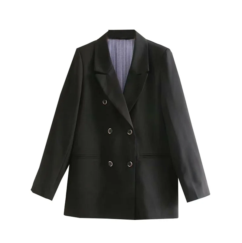 

Back Stripes Joint Suit Coat Autumn WOMEN'S Dress New Products Long Sleeve Double Breasted Mid-length Suit Tops