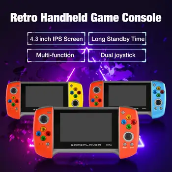 

X18 Plus Hand-held Game Player 4.3 inch HD Screen Nostalgic Retro Game Console Max Support TF Card 128G for Children Game Player