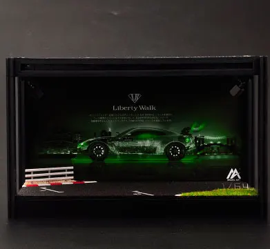 1: 64 масштаб Diorama сплав модель автомобиля Парковка ПВХ гараж сцена с светодиодный светильник коробка для хранения аниме тема дисплей шкаф Чехол игрушка