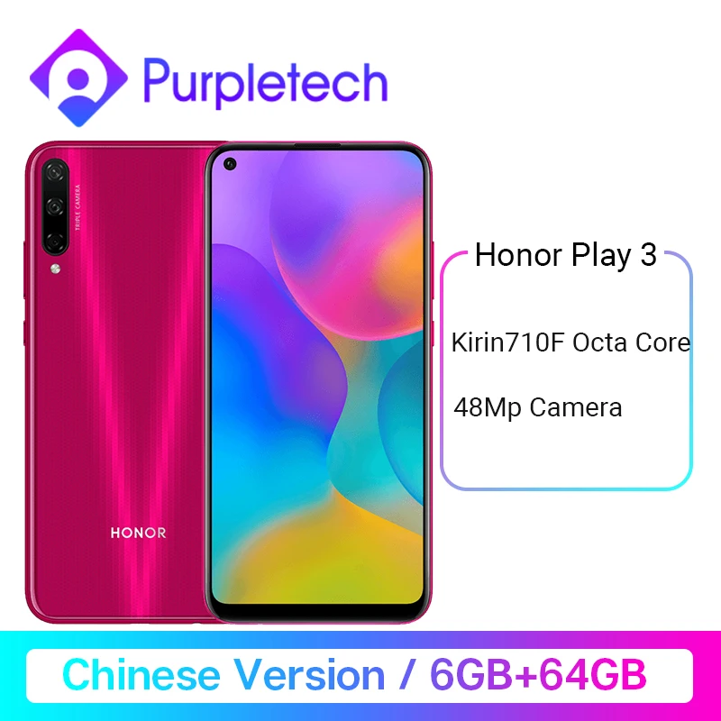 Оригинал Honor Play 3 6 ГБ 64 Гб Kirin 710 F восьмиядерный смартфон 48MP AI тройные камеры 6,39 "Android P мобильный телефон
