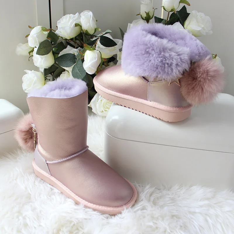 Metal Purple as pic Новинка; модная обувь; Коллекция года; зимние сапоги на натуральном меху; женские сапоги из натуральной овечьей кожи; женские зимние сапоги из натуральной шерсти; теплые женские сапоги - Цвет: Metal Purple as pic