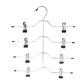 

Multifunctional 4 Layer Stainless Steel Pants Hanger Rack Clip Skirt With 8 Clips Storage Organizer Save Space G92B