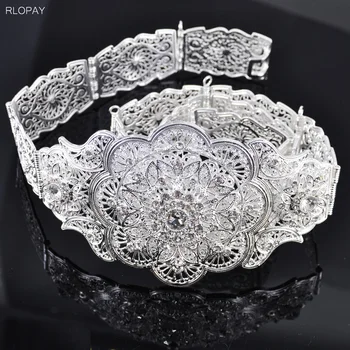 

Luxury Diamonte Waist Chain for Women Silver Plating Fancy Waist Band Rhinestone Moroccan Wedding Belt Wedding Crystal Sash