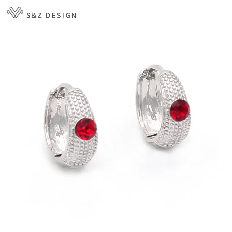 S&Z DESIGN New Fashion Fine Colorful Crystal Dangle Earrings For Women Girl Wedding Party Jewelry 585 Rose Gold Color Eardrop