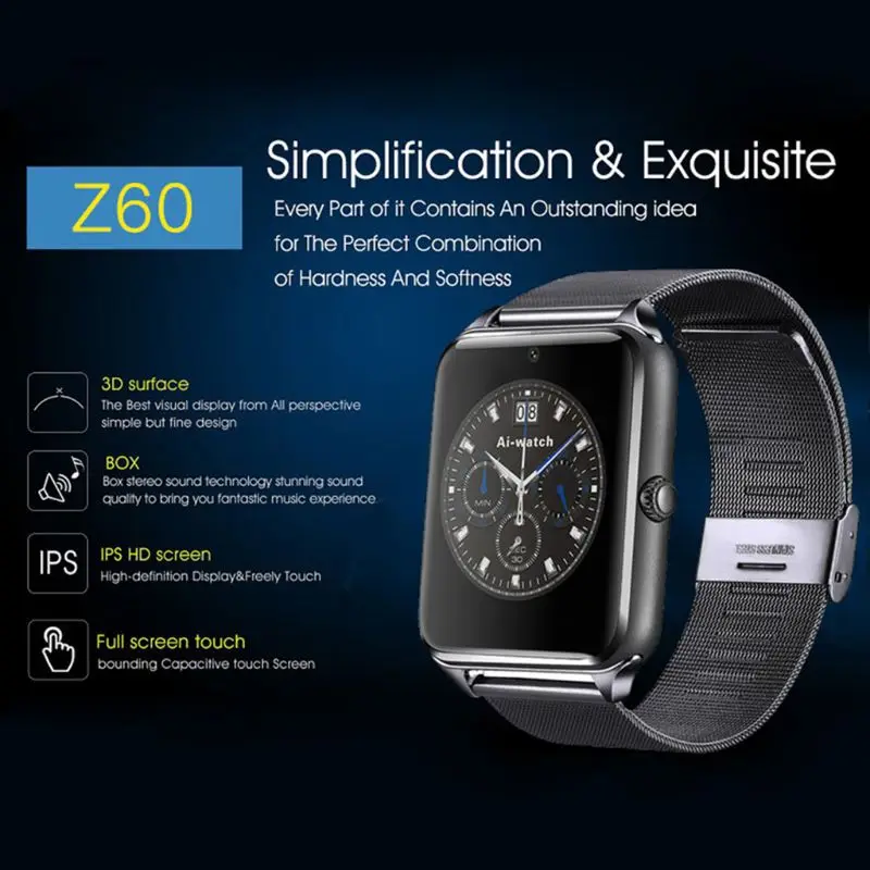 Z60 Смарт-часы для мужчин фитнес-браслет IP67 водонепроницаемый с слотом для sim-карты женские Смарт-часы для Apple iOS Android телефон