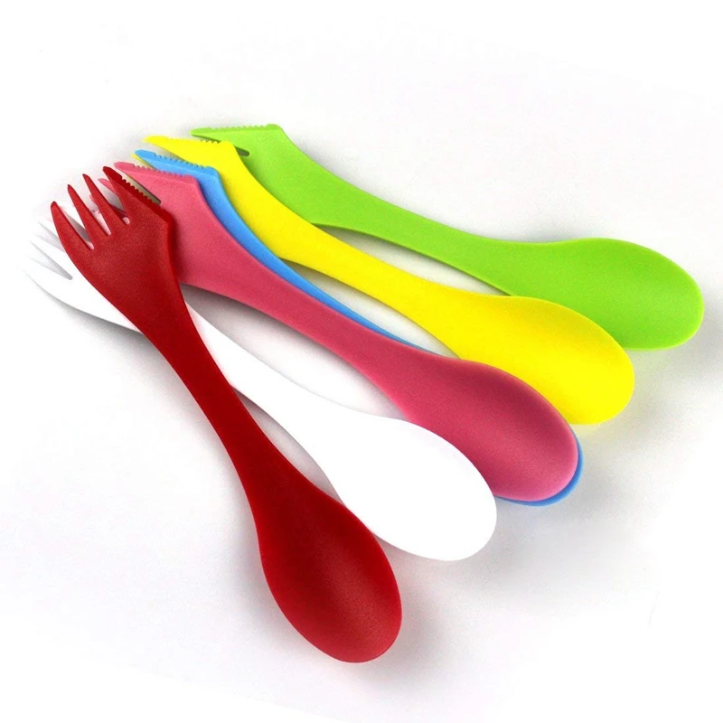 6 шт. Ложка Вилка Набор ножей Кемпинг Туризм Посуда Spork комбо Путешествия Гаджет Столовые приборы