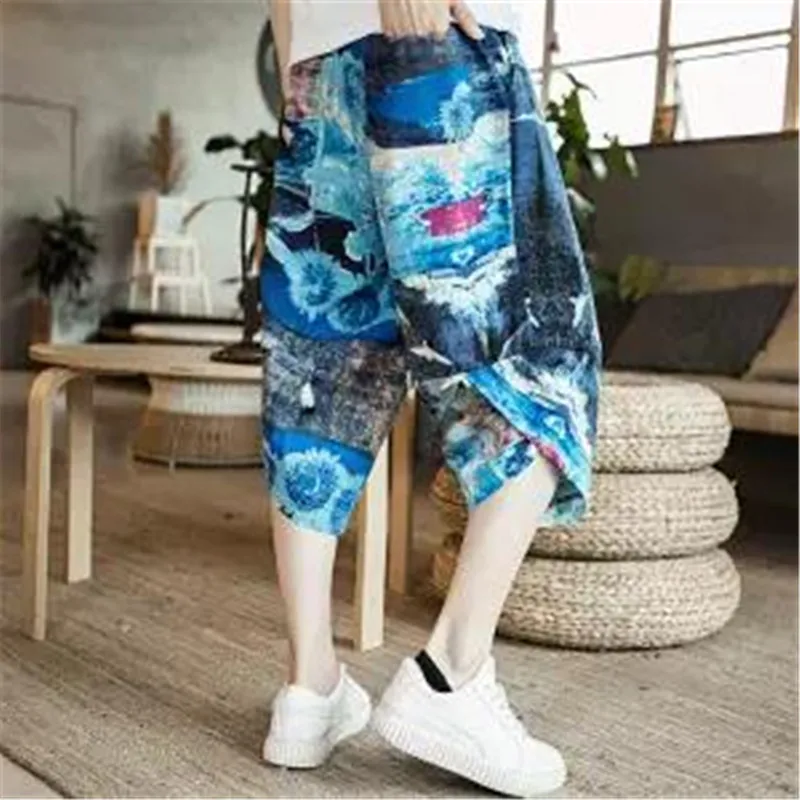 5XL укороченные Мужские штаны для бега, Японская уличная одежда для бега, Мужские штаны в стиле хип-хоп, спортивные штаны, Мужские штаны, весна