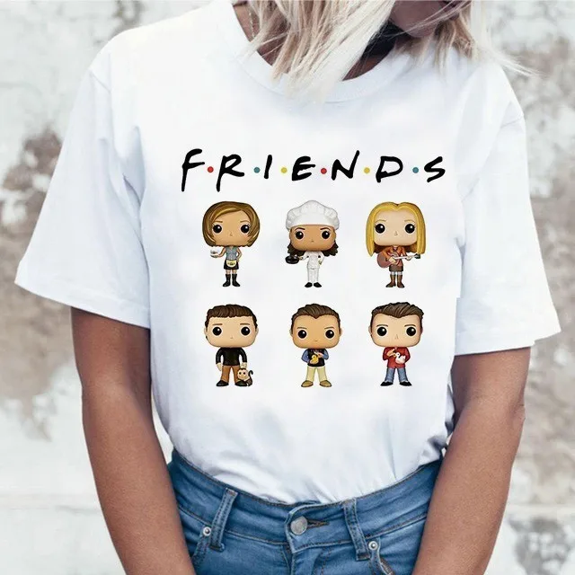 Harujuku Kawaii Friends ТВ футболка для женщин в Корейском стиле модная футболка Ulzzang 90s Графический с героями телесериала «друзья» футболка женские футболки