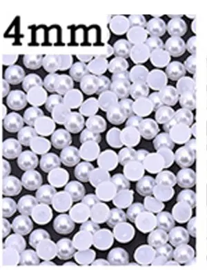 4mm-half-white 1 пакет белый/слоновая кость искусственный жемчуг бисер плоская задняя полукруглая Смешанная 2-7 мм бусины жемчуг для дизайна ногтей деко ZD26 - Цвет: 4mm-half-white