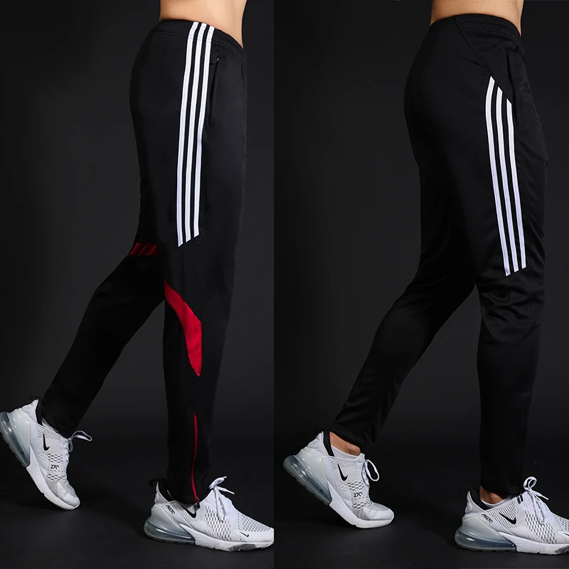 Baratos Pantalones deportivos para correr, con cremallera, pantalón de fútbol, entrenamiento, deporte, pantalones elásticos, Legging, jogging, gimnasio