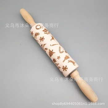

Christmas Rolling Pin Wood Embossed Wooden Rolling Pins Rings Perfection Strips Dough Rolling Pin Heart Diamond CVD600J 3