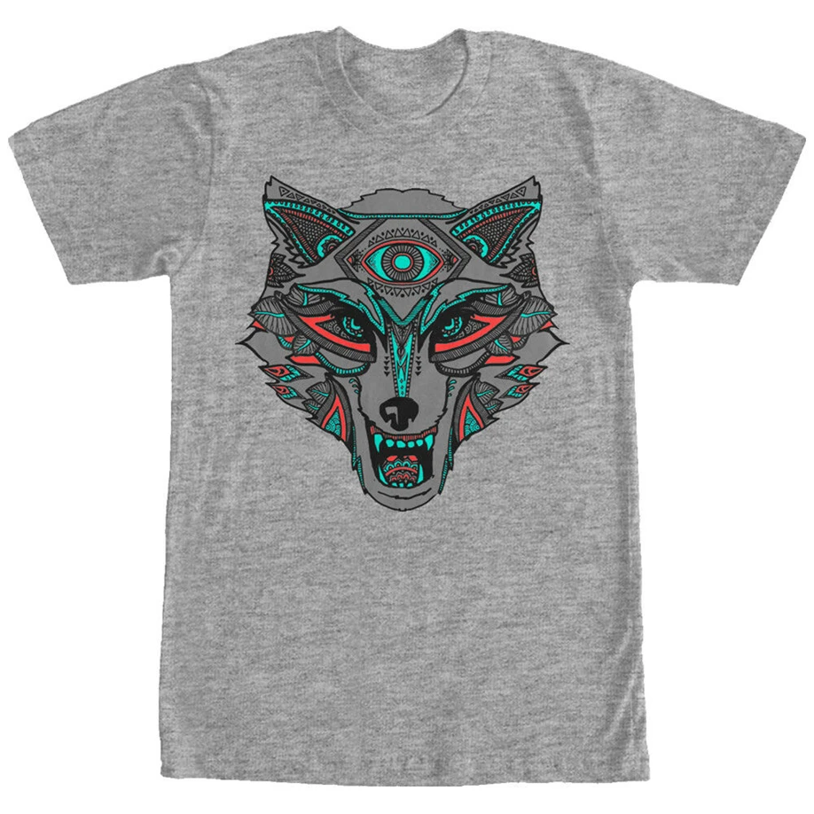 Lost Gods Tribal Wolf Print Мужская графическая Футболка с принтом |