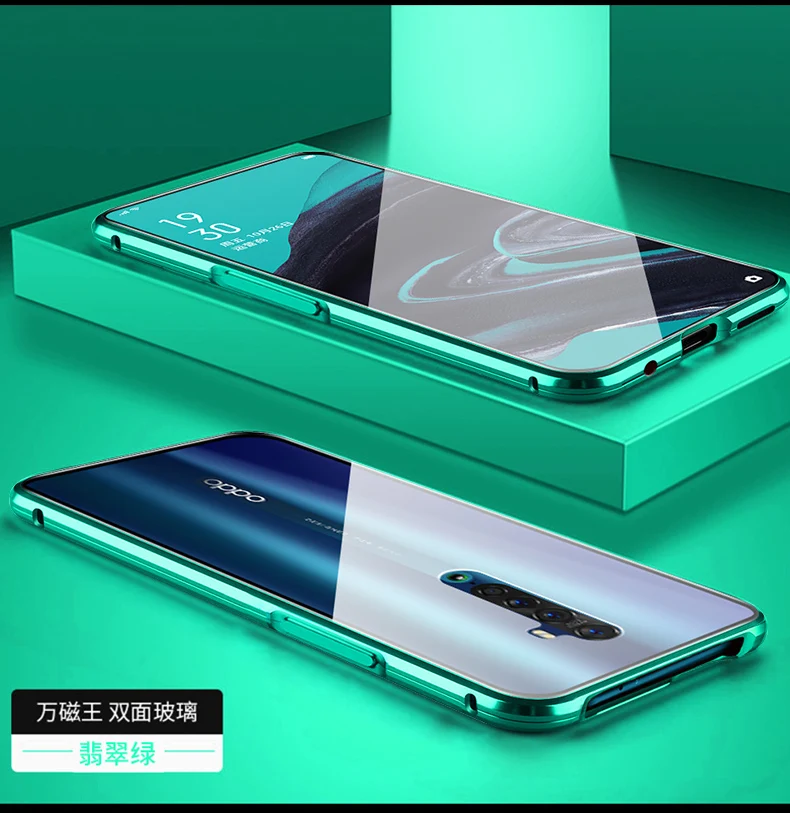 Для oppo Reno 2 Магнитный чехол oppo reno2 360 Передний+ задний двухсторонний чехол из закаленного стекла для oppo Reno 2 металлический бампер чехол