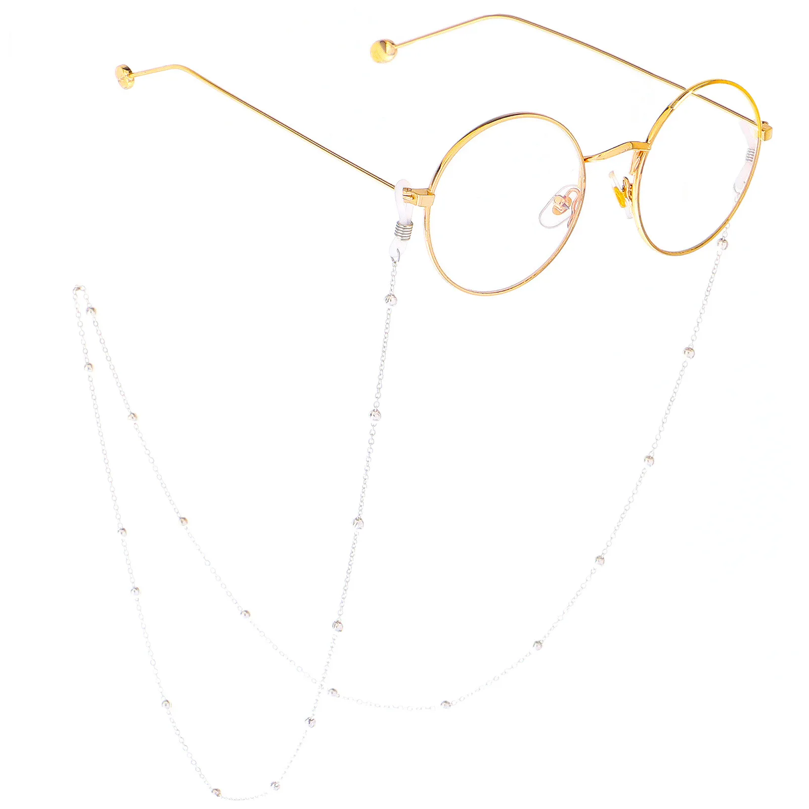 Новые золотые серебряные солнечные очки ремни очки цепи для женщин Мода бисером подставка для чтения шнурки для очков аксессуары - Color: Light silver