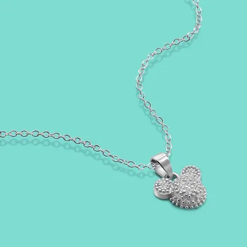 

Women's 925 Sterling Silver Necklace Cute Mickey Pendant Design Solid Silver O chain 18.1 inches Length birthday gift for girls