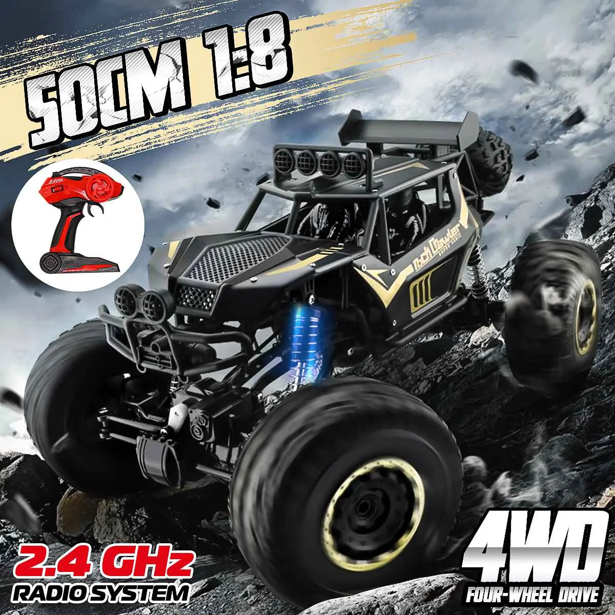1/8 Радиоуправляемая машина 4WD с дистанционным управлением, высокоскоростная альпинистская машина 2,4 ГГц, радиоуправляемые игрушки, гусеничный грузовик, автомобиль Bigfoot, внедорожные Игрушки для мальчиков, детский подарок