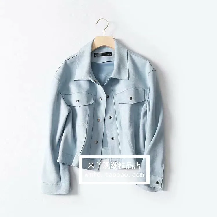 

One's Able Western Style Suede Cropped Jacket Workwear Wind Little Jacket Entity
