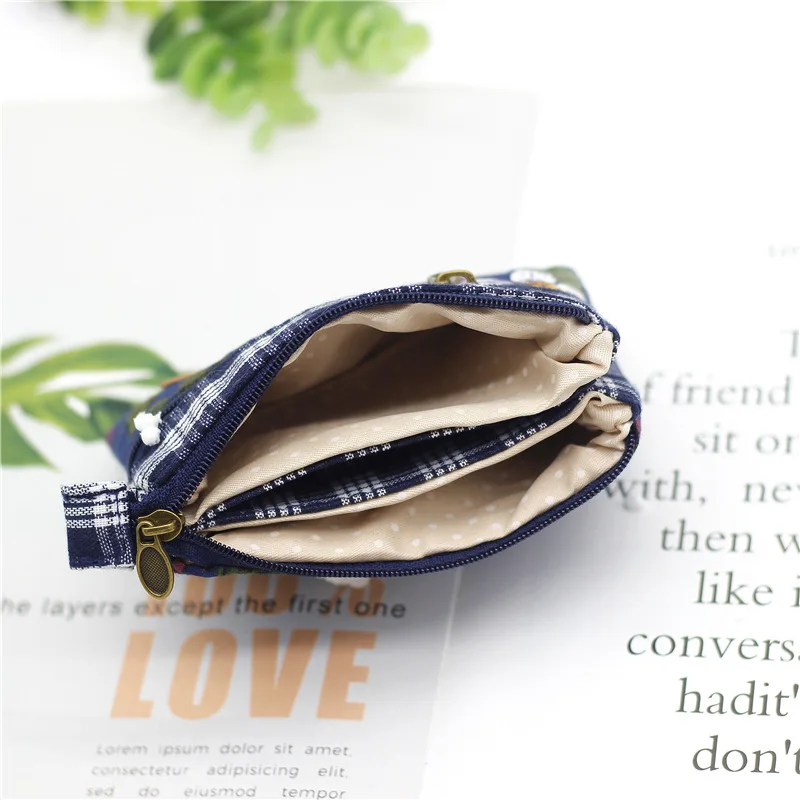 Coin Purse Fashion Flower Multi-layer Cotton Fabric Coin Purse Women Card Wallet